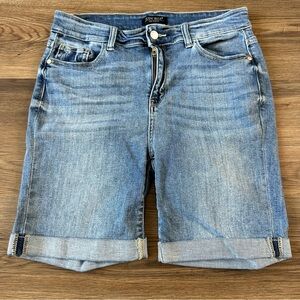 Judy Bermuda Stretch Cuffed Denim Jean Shorts Casual Classic Blue XL 7.5” EUC